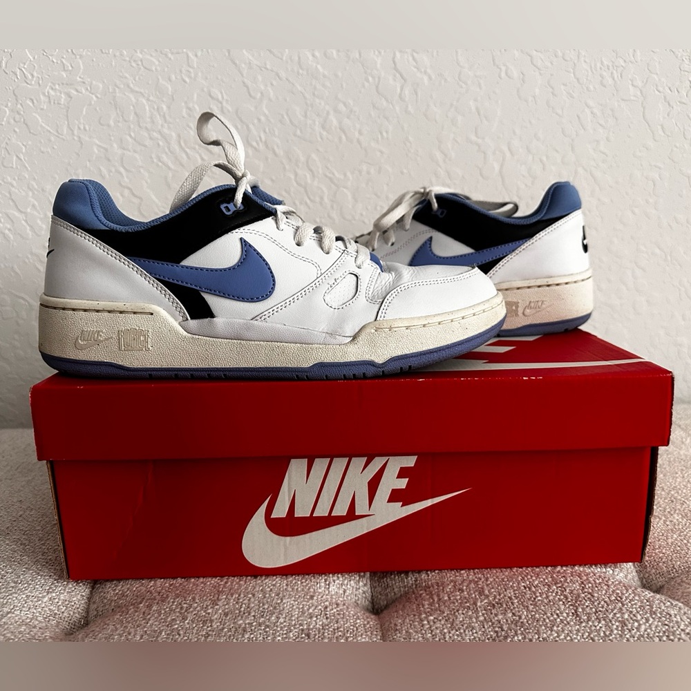 Nike White and blue full force low tops
